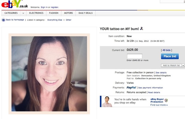 Jodi Field advertises bum on ebay