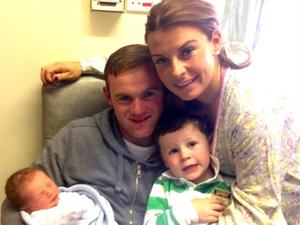 Coleen Rooney with Wayne, Kai and new baby son Klay - 21 May 2013