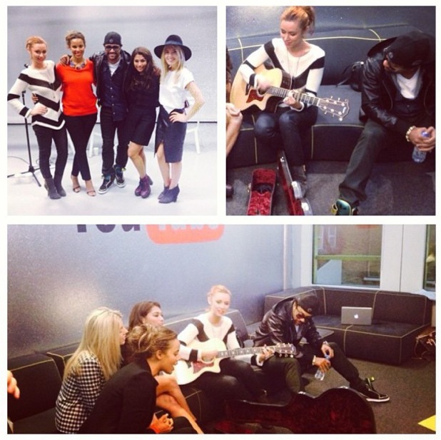 The Saturdays meet Shaggy at Living For The Weekend playback - 9 October 2013