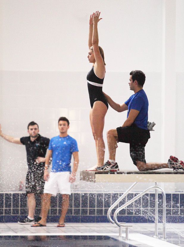 Anna Williamson takes part in ITV's diving show Splash! with Tom Daley - January 2014