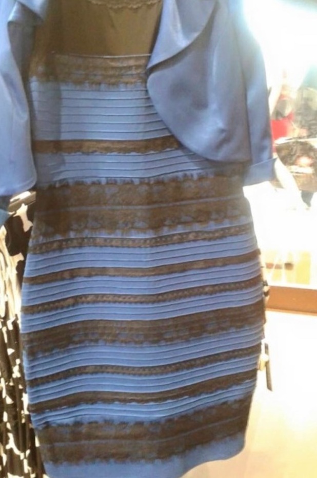 What colour is this dress? Blue and black or white and gold?