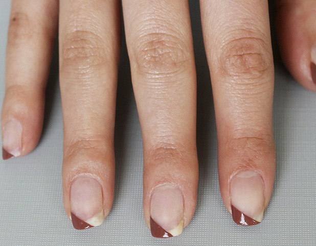 Julianne Hough's chevron nail tips: a how-to lesson from Traceylee Percival, step two, 25 May 2016