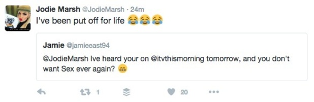 Jodie Marsh tweets about being put off sex
29 June