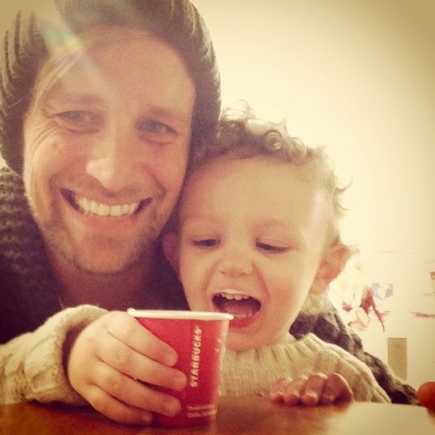 Kian Egan shares photo of son Koa enjoying his first Starbucks! 17 January 2014