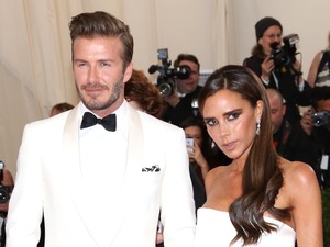 David and Victoria Beckham match in monochrome at Met Ball 2014 ...