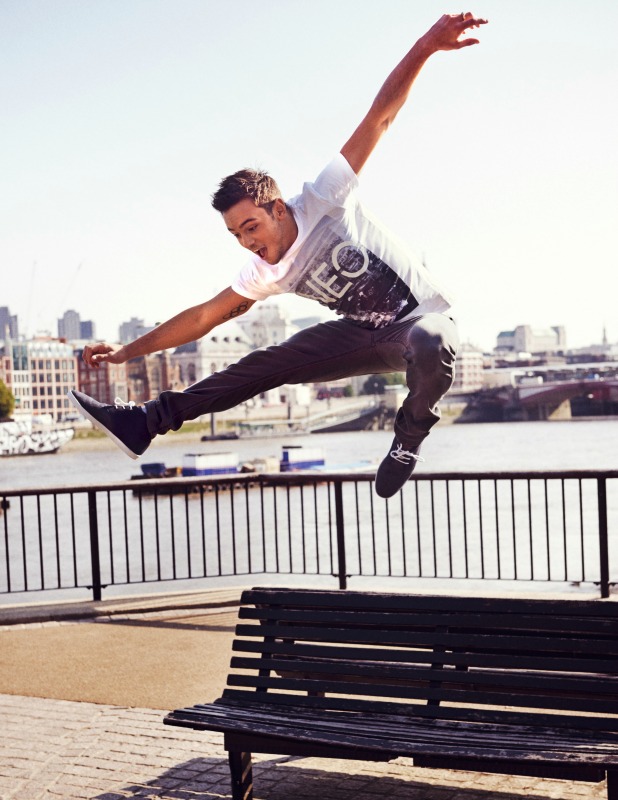 Tom Daley models new adidas NEO Label collection across London ...